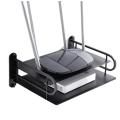 Black Metal Wireless Wifi Router Storage Box / TV Set Box Shelf Wall Hanging Plug Board Bracket Cable Storage Organizer. 