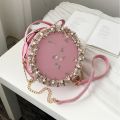 Bag for fashion round shape shoulder bag fashion girl new bag chain flower lace shoulder portable Messenger bag. 