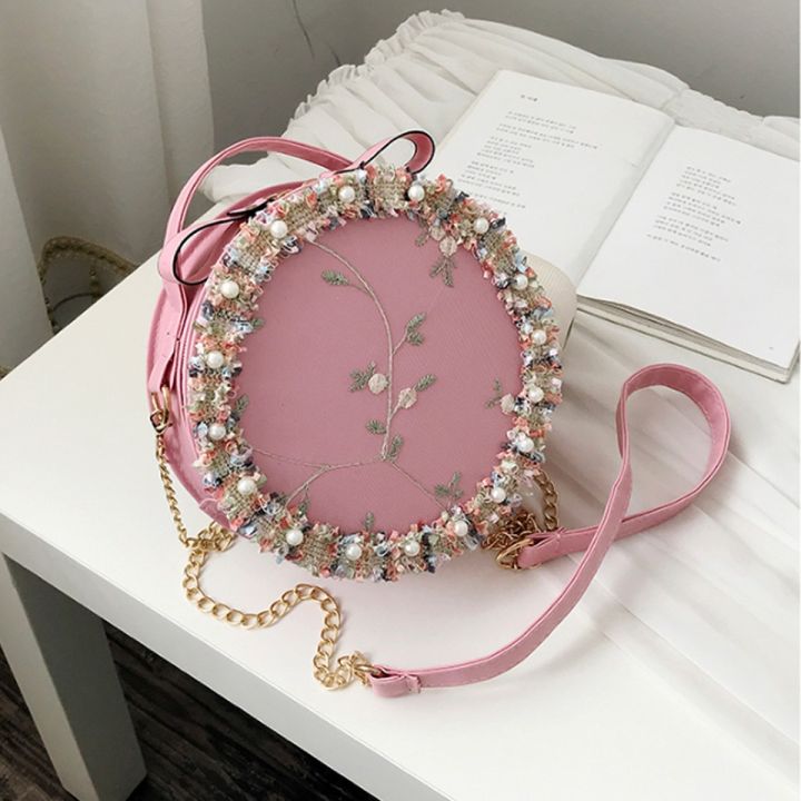 Bag%20for%20fashion%20round%20shape%20shoulder%20bag%20fashion%20girl%20new%20bag%20chain%20flower%20lace%20shoulder%20portable%20Messenger%20bag%20-%20Image%202
