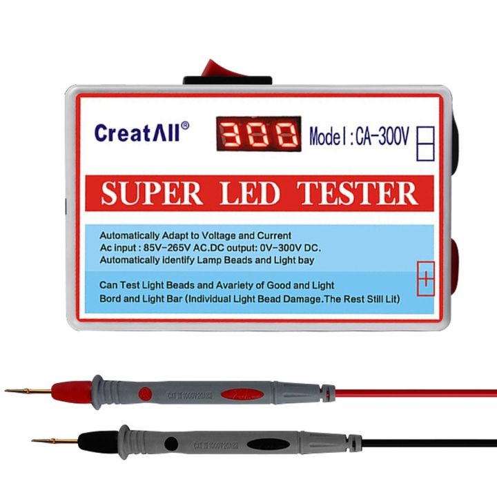 CA-300V Portable LED Lamp Beads Light Bar TV Backlight Tester LED Strips Beads Lamp Board Test Tool Capacitance Diode Voltage Testing with Switch