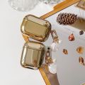Electroplated Gold Earphone Case for Apple AirPods 1 2 Pro 3 AirPod Case Cute Plating Pearl Ornaments Keyring Soft Cover funda. 