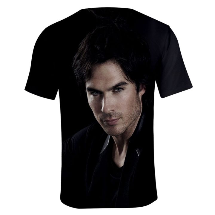 TV%20Series%20The%20Vampire%20Diaries%20Damon%20Salvatore%20Elena%20Gilbert%20Stefan%20Salvatore%203D%20T-Shirt%20Men/Women%20Short%20Sleeve%20T%20Shirt%20Clothes%20-%20Image%202