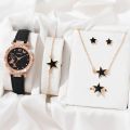 Fopul Mall Trendy 5pcs Set Women Watches Luxury Female Clock with Diamond Wristwatch and Fashionable Design. 