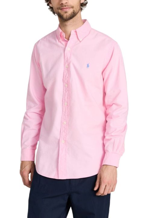 Man's%20cotton%20shirt%20full%20sleeve%20shirt%20Oxford%20shirt%20Ralph%20Lauren%20shirt%20-%20Pink%20-%20Image%202
