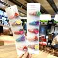 Child Fruit Hair Clip Color Quicksand Transparent Fruit Hair Clip Girl BB Edge Clip for Young Girl Kid Hair Accessories - 5 Piece. 