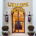 Golden Foil Welcome Home Decoration Pack: Banner, Balloons (Gold, Black, White), Both Side Tape - Complete Party Set (62 Pcs). 