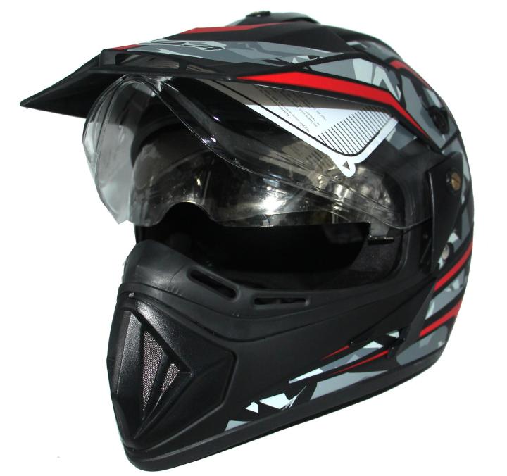 Vega Off Road D/V Camo Full Face Helmet-Black and Red