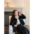 Vintage Cropped Tweed Jackets Women Elegant Black Thicken Coat Korean Single Breasted Blazer Casual Warm Short Outerwear Tops. 