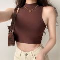 Half Turtleneck Hot Girl Sleeveless Top for Women ins Trendy American Slim Fit Midriff-Baring Outer Wear Inner Wear Short Vest.