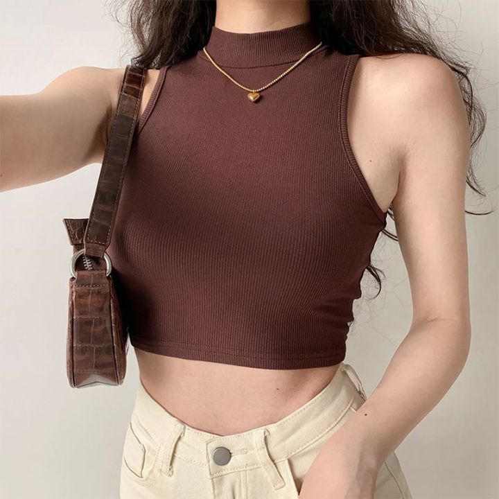 Half%20Turtleneck%20Hot%20Girl%20Sleeveless%20Top%20for%20Women%20ins%20Trendy%20American%20Slim%20Fit%20Midriff-Baring%20Outer%20Wear%20Inner%20Wear%20Short%20Vest%20-%20Image%207