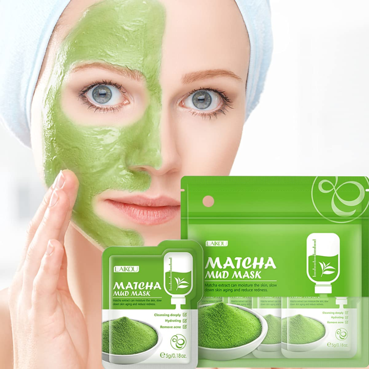 Laikou%20Matcha%20Mud%20Mask%2012%20Pieces%20Pack%20Japanese%20Green%20Tea%20And%20Volcanic%20Clay%20Facial%20Treatment%20for%20Brighter%20Smoother%20Skin%20-%20Image%202