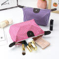 Portable Large Capacity Striped Cosmetic Bag for Women Girls Travel Beauty Cosmetic Bag with Zipper Fashion Cosmetic Bag Pouch Foldable Storage Bag. 