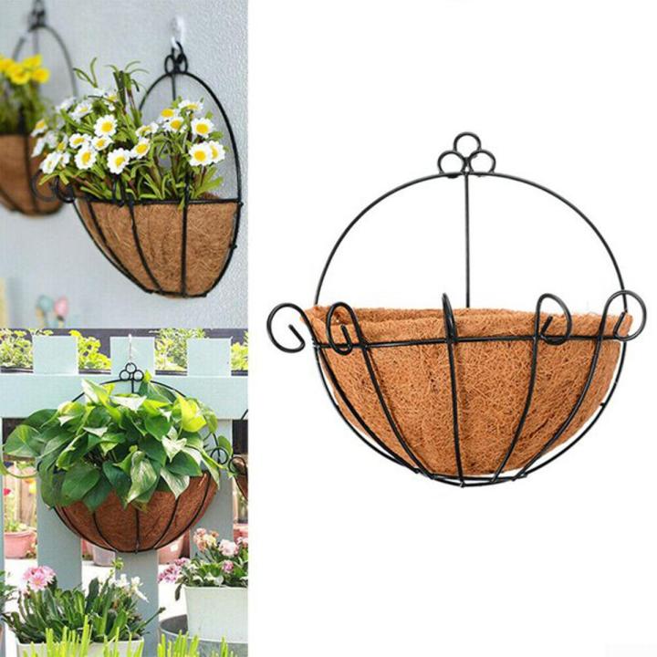 Metal Hanging Planter Basket with Coco Coir Liners, Half Round Wire