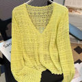 【Cashmere Family】Mulberry silk top, cardigan, jacket, women's thin cutout, sunscreen knitting, shawl, short. 