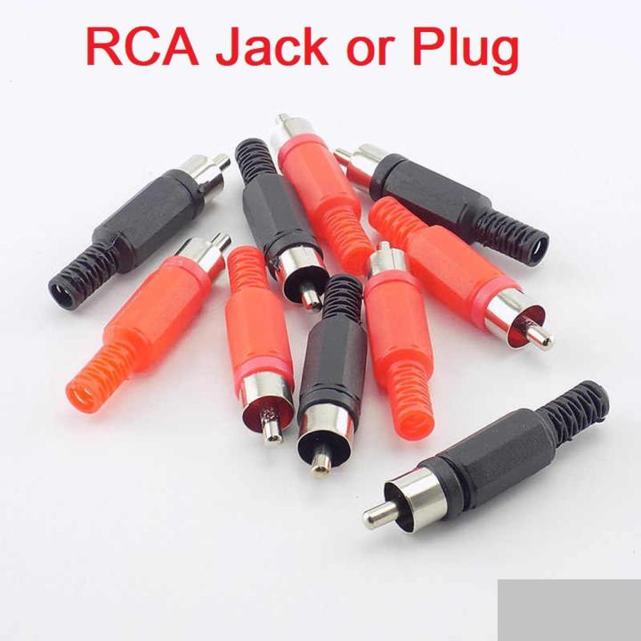 3Pair- MALE RCA Audio Video Connectors RCA Jack Plug RED & BLACK Plastic Handle Male Audio Plugs Dual Channel For RCA Socket Cables Connectors 