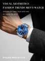 POEDAGAR Blue Men’s Watches Top Brand Luxury Chronograph Watch. 