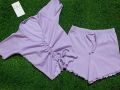 half sleeve comfortable Crop Tops and bottom Piping Set for Women.