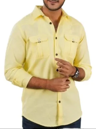 Styles%20Lemon%20Yellow%20Colour%20Long%20Sleeve%20Casual%20Shirt%20For%20Men%20-%20Image%203