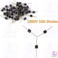 5Pcs- Diode 10A10 1000V 1KV 10A General Purpose Rectifier Diode 10A10 Silicon Junction Diode R-6 Package.
