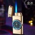 Rocker Arm Automatic Ignition Lighter Straight To Blue Flame watch Lighter Creative Real Dial Windproof Lighter Men's Gift. 