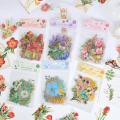 RHS Online 40PCS Falling Peach Blossom Room Series Bronzing Flower PET Stickers Waterproof Album Diary Journal Decorative Crafts Scrapbooking DIY Gilding Sticker.