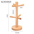 Wooden Cup Holder Wooden Cup Holder 6 Hooks Mug Tree Heavy Duty Multifunctional Tea Coffee Organizer Stand Storage Drain Rack Coffee Cup Drain Rack.