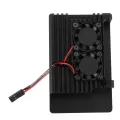 2X for Raspberry Pi 4 Aluminum Case with Dual Cooling Fan Metal Shell Black Enclosure for Raspberry Pi 4 Model B. 