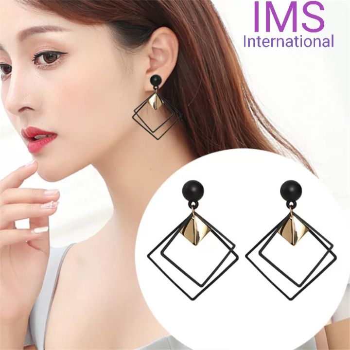 Korean Geometric Earrings for Women, Jewelry Long Matte Pendant Ear Rings for Girl, Elegant Earrings Female for Party, Dating, Weddings, Ceremony, Birthday Gift