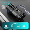 Powerful Mini LED Flashlight Super Bright Three-eyed Pocket Torch Type-C Rechargeable Waterproof Flashlight Outdoor Flash Light.