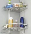 2 Layer Aluminum Multipurpose Kitchen Bathroom Corner Shelf Wall Mount Storage Rack Bathroom Rack Soap Holder Storage Box Shower Rack Shelf. 