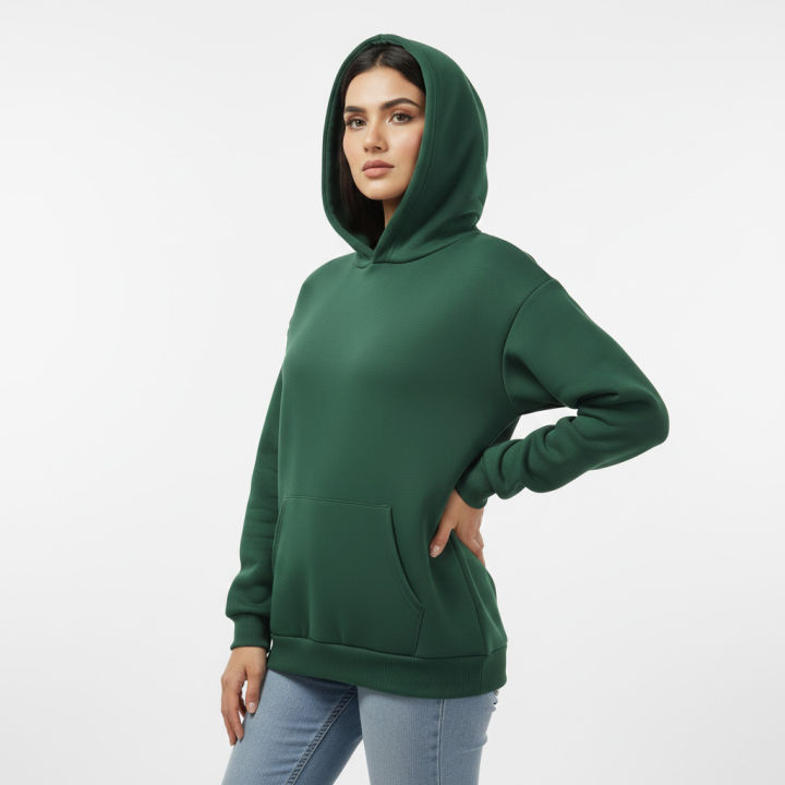 Plain Drop Shoulder Women’s Hoodie | Soft Cotton Oversized Long Sleeve