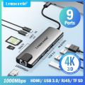 Lemorele USB Hub USB 3.0 to HDMI 4k30Hz Type C Docking Station USB C Hub Adapter Gigabit Ethernet For Xiaomi Lenovo Macbook Pro. 