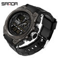 SANDA New Products Launched Creative Waterproof Multifunctional Men's Leisure Sports Luxury Quartz LED Swimming Military Men's Watch. 