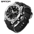 SAMDA New Sport Watches For Men 50M Waterproof LED Clock Alarm Dual Display Quartz Wristwatch Military Resisitant Mens Watch. 