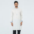 Masculine  Printed Casual Panjabi - White. 