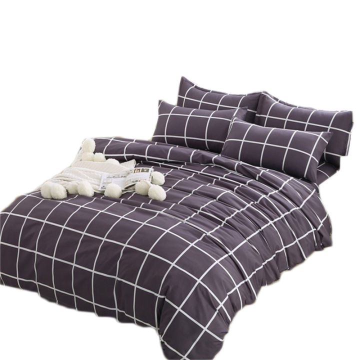 KI9S bed Sheet Duvet Cover 2 Piece Bedding Four Seasons Available Plaid Simple Skin-friendly Quilt Cover Quilt Single Two