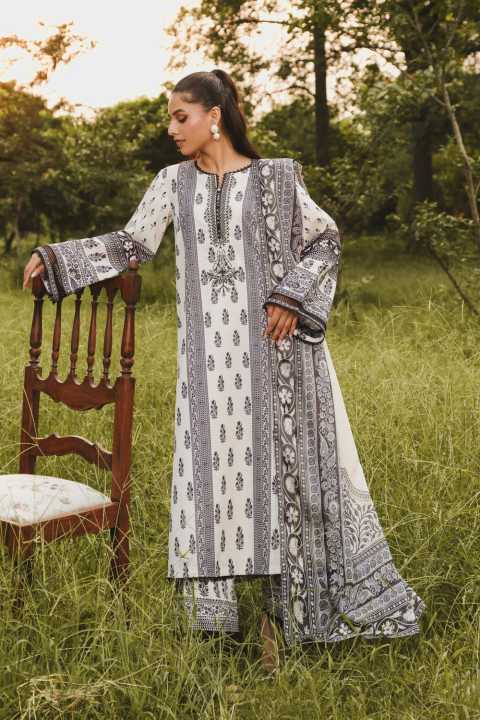 New Model Nayra Cut 3 Piece For Women Stylish Linen Kamiz Orna And Salwar Set Screen Print Readymade Party Dress