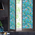 Window Film Decorative Glass Sticker Blue Flower Window Stickers for Bathroom Kitchen Bedroom. 
