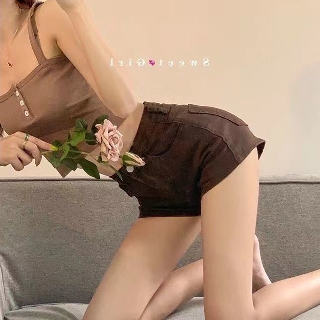 Summer%20Brown%20Stretch%20Denim%20Shorts%20Women's%20Small%20Versatile%20Hip%20Lifting%20Temperament%20Slim-Fit%20High%20Waist%20Figure%20Flattering%20Hot%20Pants%20Trendy%20-%20Image%205