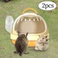 2x Hamster Carry Case Cage Small Animal Carry Case for Mice Squirrel Outdoor Yellow. 