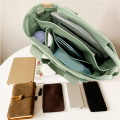Multi-Pocket Tote Bag with Zipper, Canvas Japanese Handmade Handbag with Compartments, Multifunction Green Durable Easy to Use 32 X 14 X 29cm. 