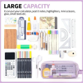 1 Piece Grid Mesh Pencil Case 2 Compartment Pen Bag Clear Pencil Pouch For Teen Student College Pink.