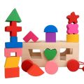 Kids Shape Sorter Toy Wooden Pull Along Car Shape Sorter Matching Blocks Box Kids Intelligence Educational Toys For Kids.