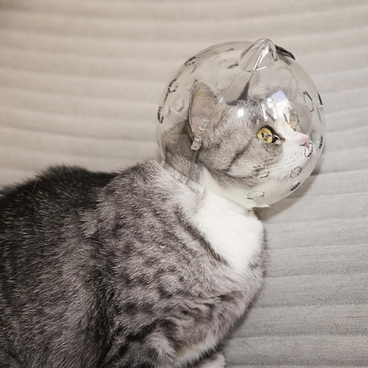 GC Pet Transparent Head Protective Space Ball Breathable Anti-bite Anti-Licking Cute Cat Ear Design Recovery Helmet