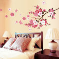 Removable Pink Color Butterflies Peach Blossom Pattern Wall Sticker for Living Room Bedroom. 