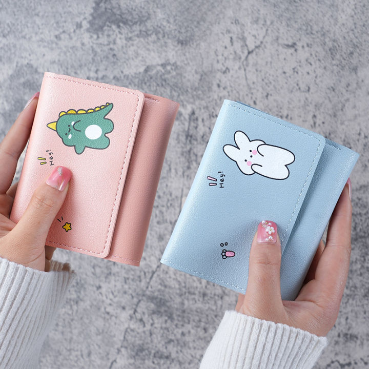 Women's Short Print Cute Three Fold Card Holder Girl Multi Card Holder Coin Wallet Cherry Super Store