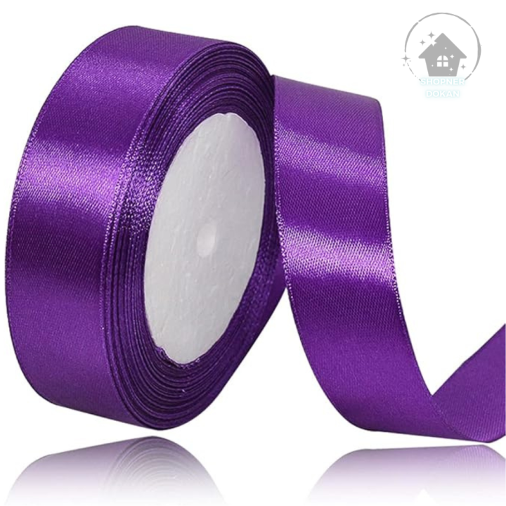 1 inch Ribbon/Fita (birthday decorations, lace, crafts, gifts wrapping) 22 meter roll purple ribbon