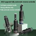 Fully Automatic Reverse Folding Umbrella With LED Flashlight 10Ribs Windproof Reflective Stripe UV Umbrellas For Sun Or Rain Day.