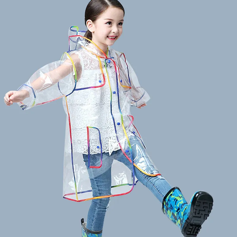 Cute Transparent EVA Kids Raincoat Waterproof Children Rain Coat
