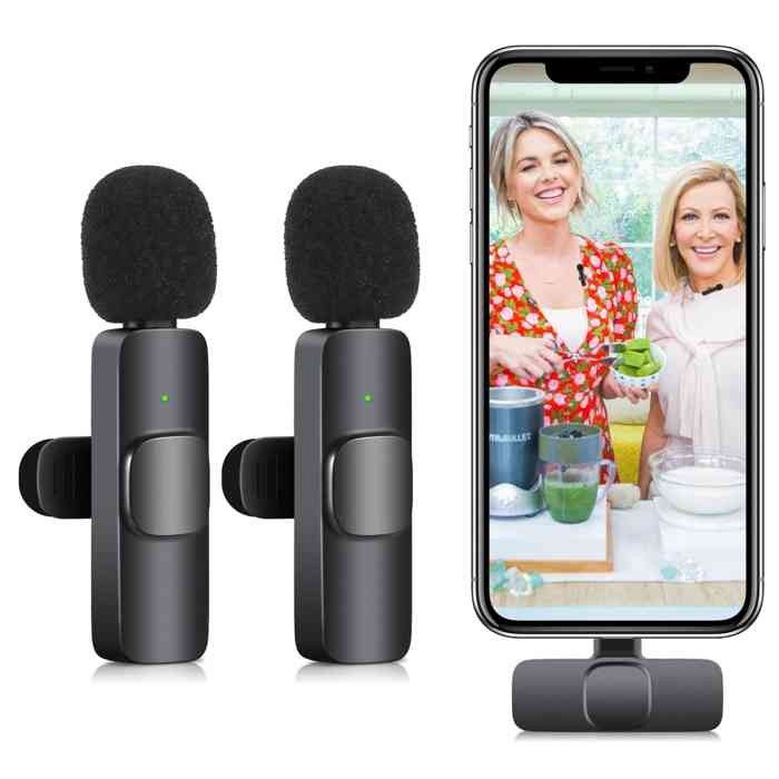 K9 Wireless Dual Microphone Professional Lapel Lavalier Microphone Remove Noise For Typ c